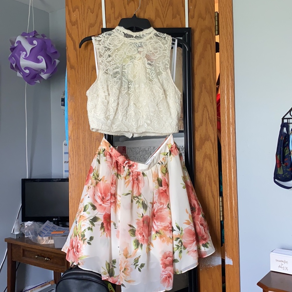 2 piece B. Darlin Floral Homecoming Dress